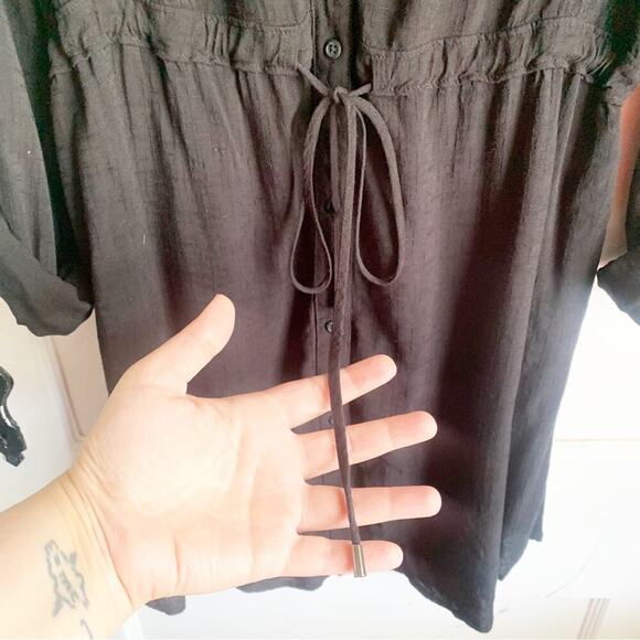 Anthropologie HD In Paris Carmina Tie Waist Tunic Top Dress Black Size Medium M - Picture 8 of 12